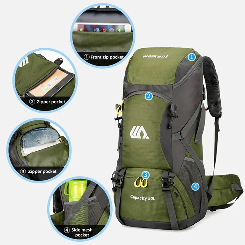 50L Travel Backpack Camping Large Hiking Bag